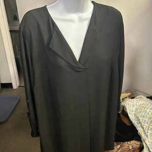 Black silky long-sleeved shirt